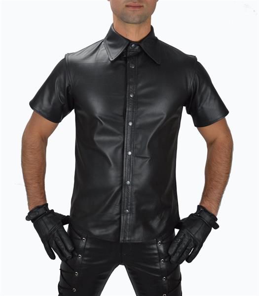 mens pure leather shirt